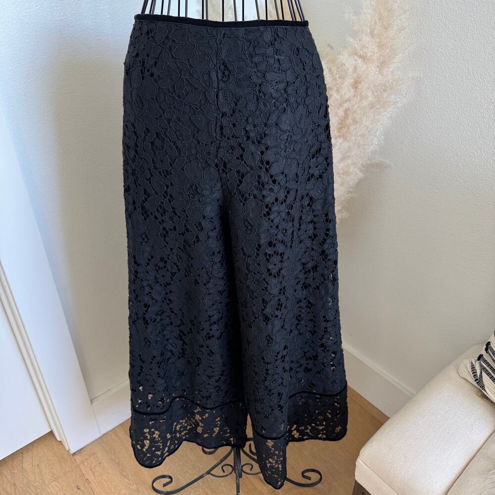 See by Chloé Black Lace Wide-Leg Cropped Pants Women's 34 FR /2 US /XS High Rise - Picture 2 of 14